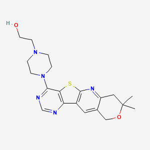 molecular formula C20H25N5O2S B4765142 2-[4-(8,8-dimethyl-7,10-dihydro-8H-pyrano[3'',4'':5',6']pyrido[3',2':4,5]thieno[3,2-d]pyrimidin-4-yl)-1-piperazinyl]ethanol 