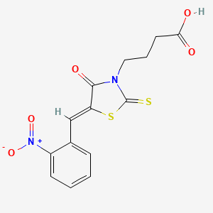 molecular formula C14H12N2O5S2 B4765168 4-[5-(2-nitrobenzylidene)-4-oxo-2-thioxo-1,3-thiazolidin-3-yl]butanoic acid 