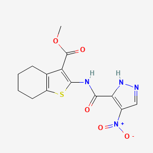 molecular formula C14H14N4O5S B4765183 methyl 2-{[(4-nitro-1H-pyrazol-3-yl)carbonyl]amino}-4,5,6,7-tetrahydro-1-benzothiophene-3-carboxylate 