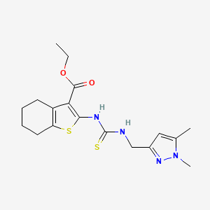 molecular formula C18H24N4O2S2 B4765205 ethyl 2-[({[(1,5-dimethyl-1H-pyrazol-3-yl)methyl]amino}carbonothioyl)amino]-4,5,6,7-tetrahydro-1-benzothiophene-3-carboxylate 