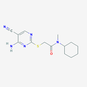 molecular formula C14H19N5OS B4765240 2-[(4-amino-5-cyano-2-pyrimidinyl)thio]-N-cyclohexyl-N-methylacetamide 