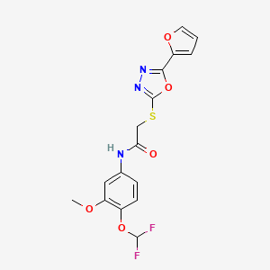 molecular formula C16H13F2N3O5S B4765248 N-[4-(difluoromethoxy)-3-methoxyphenyl]-2-{[5-(2-furyl)-1,3,4-oxadiazol-2-yl]thio}acetamide 