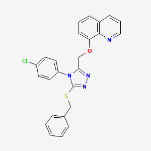 molecular formula C25H19ClN4OS B4765263 8-{[5-(benzylthio)-4-(4-chlorophenyl)-4H-1,2,4-triazol-3-yl]methoxy}quinoline 