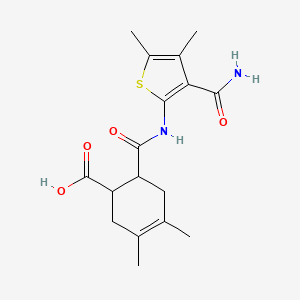 molecular formula C17H22N2O4S B4765286 6-({[3-(aminocarbonyl)-4,5-dimethyl-2-thienyl]amino}carbonyl)-3,4-dimethyl-3-cyclohexene-1-carboxylic acid 