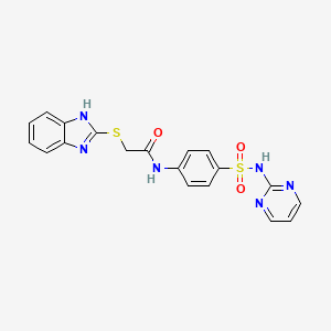 molecular formula C19H16N6O3S2 B4765291 2-(1H-benzimidazol-2-ylthio)-N-{4-[(2-pyrimidinylamino)sulfonyl]phenyl}acetamide 