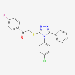 molecular formula C22H15ClFN3OS B4765317 2-{[4-(4-chlorophenyl)-5-phenyl-4H-1,2,4-triazol-3-yl]thio}-1-(4-fluorophenyl)ethanone 