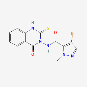 molecular formula C13H10BrN5O2S B4765343 4-bromo-N-(2-mercapto-4-oxo-3(4H)-quinazolinyl)-1-methyl-1H-pyrazole-5-carboxamide 