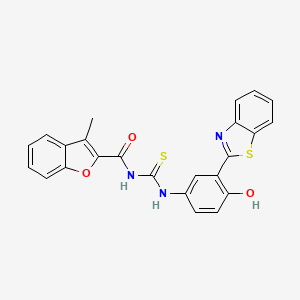 molecular formula C24H17N3O3S2 B4765351 N-({[3-(1,3-benzothiazol-2-yl)-4-hydroxyphenyl]amino}carbonothioyl)-3-methyl-1-benzofuran-2-carboxamide 
