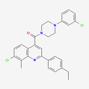 molecular formula C29H27Cl2N3O B4765458 7-chloro-4-{[4-(3-chlorophenyl)-1-piperazinyl]carbonyl}-2-(4-ethylphenyl)-8-methylquinoline 