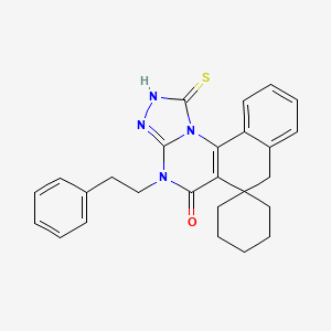 molecular formula C26H26N4OS B4765477 1-mercapto-4-(2-phenylethyl)-4H-spiro[benzo[h][1,2,4]triazolo[4,3-a]quinazoline-6,1'-cyclohexan]-5(7H)-one 