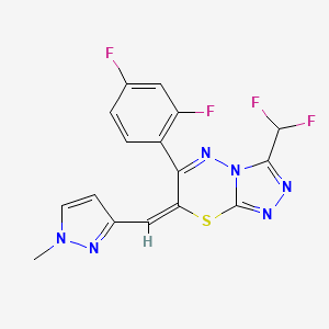 molecular formula C16H10F4N6S B4765543 3-(difluoromethyl)-6-(2,4-difluorophenyl)-7-[(1-methyl-1H-pyrazol-3-yl)methylene]-7H-[1,2,4]triazolo[3,4-b][1,3,4]thiadiazine 