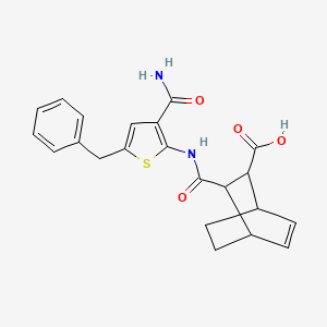 molecular formula C22H22N2O4S B4765597 3-({[3-(aminocarbonyl)-5-benzyl-2-thienyl]amino}carbonyl)bicyclo[2.2.2]oct-5-ene-2-carboxylic acid 