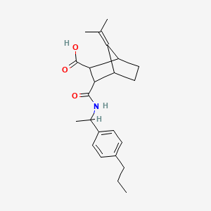 molecular formula C23H31NO3 B4765626 7-(1-methylethylidene)-3-({[1-(4-propylphenyl)ethyl]amino}carbonyl)bicyclo[2.2.1]heptane-2-carboxylic acid 