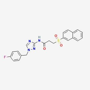 molecular formula C22H19FN4O3S B4765665 N-[1-(4-fluorobenzyl)-1H-1,2,4-triazol-3-yl]-3-(2-naphthylsulfonyl)propanamide 
