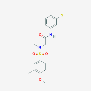 molecular formula C18H22N2O4S2 B4765678 N~2~-[(4-methoxy-3-methylphenyl)sulfonyl]-N~2~-methyl-N~1~-[3-(methylthio)phenyl]glycinamide 