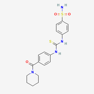 molecular formula C19H22N4O3S2 B4765708 4-[({[4-(1-piperidinylcarbonyl)phenyl]amino}carbonothioyl)amino]benzenesulfonamide 