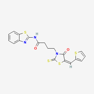 molecular formula C19H15N3O2S4 B4765709 N-1,3-benzothiazol-2-yl-4-[4-oxo-5-(2-thienylmethylene)-2-thioxo-1,3-thiazolidin-3-yl]butanamide 