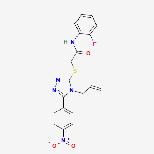 molecular formula C19H16FN5O3S B4765721 2-{[4-allyl-5-(4-nitrophenyl)-4H-1,2,4-triazol-3-yl]thio}-N-(2-fluorophenyl)acetamide 