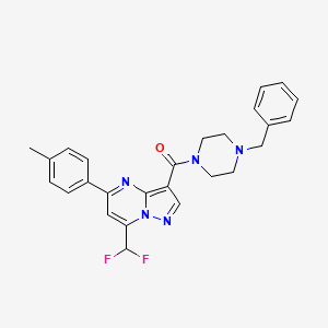 molecular formula C26H25F2N5O B4765724 3-[(4-benzyl-1-piperazinyl)carbonyl]-7-(difluoromethyl)-5-(4-methylphenyl)pyrazolo[1,5-a]pyrimidine 