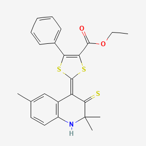 molecular formula C24H23NO2S3 B4765768 ethyl 5-phenyl-2-(2,2,6-trimethyl-3-thioxo-2,3-dihydro-4(1H)-quinolinylidene)-1,3-dithiole-4-carboxylate 
