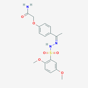 molecular formula C18H21N3O6S B4765780 2-(4-{N-[(2,5-dimethoxyphenyl)sulfonyl]ethanehydrazonoyl}phenoxy)acetamide 