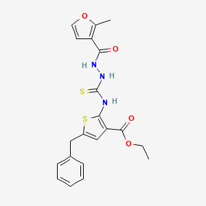 molecular formula C21H21N3O4S2 B4765805 ethyl 5-benzyl-2-({[2-(2-methyl-3-furoyl)hydrazino]carbonothioyl}amino)-3-thiophenecarboxylate 