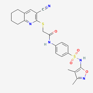 molecular formula C23H23N5O4S2 B4765886 2-[(3-cyano-5,6,7,8-tetrahydro-2-quinolinyl)thio]-N-(4-{[(3,4-dimethyl-5-isoxazolyl)amino]sulfonyl}phenyl)acetamide 
