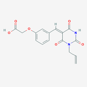 molecular formula C16H14N2O6 B4765895 {3-[(1-allyl-2,4,6-trioxotetrahydro-5(2H)-pyrimidinylidene)methyl]phenoxy}acetic acid 