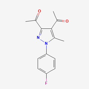 molecular formula C14H13FN2O2 B4765901 1,1'-[1-(4-fluorophenyl)-5-methyl-1H-pyrazole-3,4-diyl]diethanone 