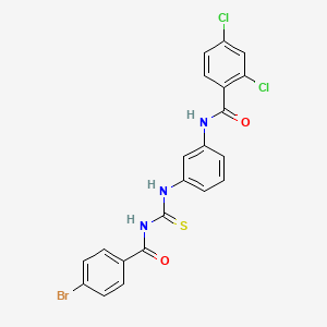 molecular formula C21H14BrCl2N3O2S B4765922 N-[3-({[(4-bromobenzoyl)amino]carbonothioyl}amino)phenyl]-2,4-dichlorobenzamide 