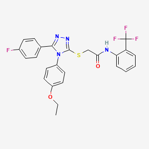molecular formula C25H20F4N4O2S B4765937 2-{[4-(4-ethoxyphenyl)-5-(4-fluorophenyl)-4H-1,2,4-triazol-3-yl]thio}-N-[2-(trifluoromethyl)phenyl]acetamide 