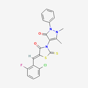 5-(2-chloro-6-fluorobenzylidene)-3-(1,5-dimethyl-3-oxo-2-phenyl-2,3-dihydro-1H-pyrazol-4-yl)-2-thioxo-1,3-thiazolidin-4-one