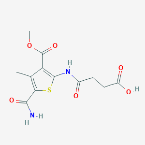 molecular formula C12H14N2O6S B4766031 4-{[5-(aminocarbonyl)-3-(methoxycarbonyl)-4-methyl-2-thienyl]amino}-4-oxobutanoic acid 
