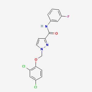 molecular formula C17H12Cl2FN3O2 B4766064 1-[(2,4-dichlorophenoxy)methyl]-N-(3-fluorophenyl)-1H-pyrazole-3-carboxamide 