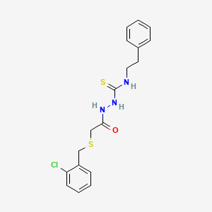 molecular formula C18H20ClN3OS2 B4766117 2-{[(2-chlorobenzyl)thio]acetyl}-N-(2-phenylethyl)hydrazinecarbothioamide 