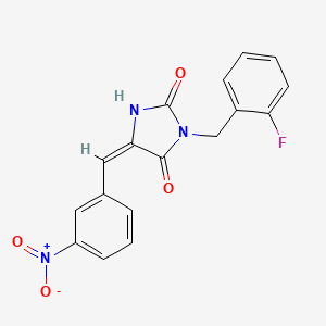 molecular formula C17H12FN3O4 B4766129 3-(2-fluorobenzyl)-5-(3-nitrobenzylidene)-2,4-imidazolidinedione 