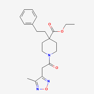 molecular formula C21H27N3O4 B4766139 ethyl 1-[(4-methyl-1,2,5-oxadiazol-3-yl)acetyl]-4-(2-phenylethyl)-4-piperidinecarboxylate 