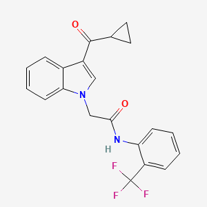 molecular formula C21H17F3N2O2 B4766230 2-[3-(cyclopropylcarbonyl)-1H-indol-1-yl]-N-[2-(trifluoromethyl)phenyl]acetamide 