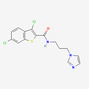 molecular formula C15H13Cl2N3OS B4766245 3,6-dichloro-N-[3-(1H-imidazol-1-yl)propyl]-1-benzothiophene-2-carboxamide 