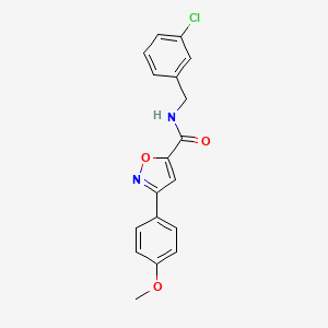 molecular formula C18H15ClN2O3 B4766279 N-(3-chlorobenzyl)-3-(4-methoxyphenyl)isoxazole-5-carboxamide 