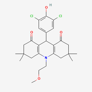 molecular formula C26H31Cl2NO4 B4766303 9-(3,5-dichloro-4-hydroxyphenyl)-10-(2-methoxyethyl)-3,3,6,6-tetramethyl-3,4,6,7,9,10-hexahydro-1,8(2H,5H)-acridinedione 