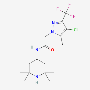 molecular formula C16H24ClF3N4O B4766345 2-[4-chloro-5-methyl-3-(trifluoromethyl)-1H-pyrazol-1-yl]-N-(2,2,6,6-tetramethyl-4-piperidinyl)acetamide 