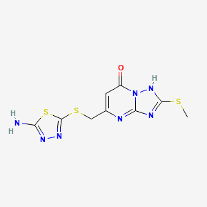 molecular formula C9H9N7OS3 B4766355 5-{[(5-amino-1,3,4-thiadiazol-2-yl)thio]methyl}-2-(methylthio)[1,2,4]triazolo[1,5-a]pyrimidin-7(4H)-one 