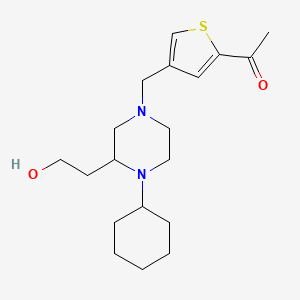 molecular formula C19H30N2O2S B4766365 1-(4-{[4-cyclohexyl-3-(2-hydroxyethyl)-1-piperazinyl]methyl}-2-thienyl)ethanone 