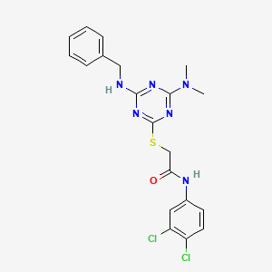 molecular formula C20H20Cl2N6OS B4766399 2-{[4-(benzylamino)-6-(dimethylamino)-1,3,5-triazin-2-yl]thio}-N-(3,4-dichlorophenyl)acetamide 