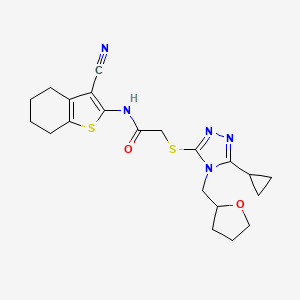 molecular formula C21H25N5O2S2 B4766411 N-(3-cyano-4,5,6,7-tetrahydro-1-benzothien-2-yl)-2-{[5-cyclopropyl-4-(tetrahydro-2-furanylmethyl)-4H-1,2,4-triazol-3-yl]thio}acetamide 