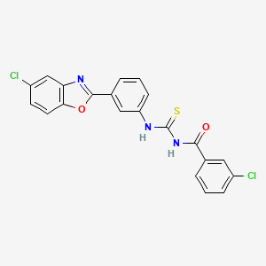 molecular formula C21H13Cl2N3O2S B4766415 3-chloro-N-({[3-(5-chloro-1,3-benzoxazol-2-yl)phenyl]amino}carbonothioyl)benzamide 