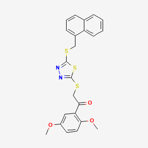 molecular formula C23H20N2O3S3 B4766505 1-(2,5-dimethoxyphenyl)-2-({5-[(1-naphthylmethyl)thio]-1,3,4-thiadiazol-2-yl}thio)ethanone 