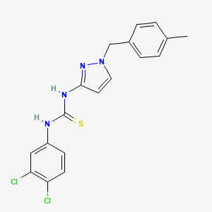 molecular formula C18H16Cl2N4S B4766537 N-(3,4-dichlorophenyl)-N'-[1-(4-methylbenzyl)-1H-pyrazol-3-yl]thiourea 