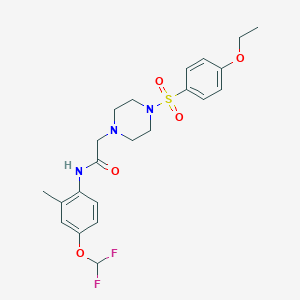 molecular formula C22H27F2N3O5S B4766575 N-[4-(difluoromethoxy)-2-methylphenyl]-2-{4-[(4-ethoxyphenyl)sulfonyl]-1-piperazinyl}acetamide 